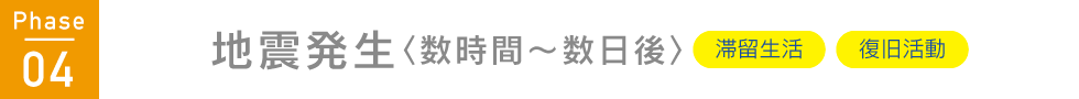 Phase 4: 地震発生〈数時間〜数日後〉(滞留生活)(復旧支援)