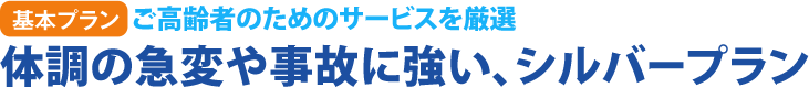 【基本プラン】ご高齢者のためのサービスを厳選 体調の急変や事故に強い、シルバープラン