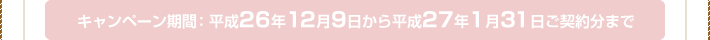 キャンペーン期間:平成26年12月9日から平成27年1月31日ご契約分まで