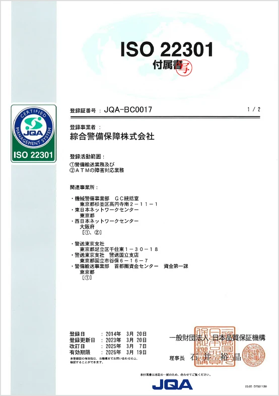 ISO22301 付属書1/2