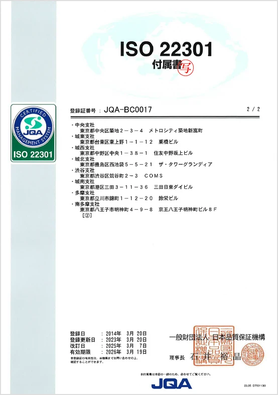 ISO22301 付属書2/2