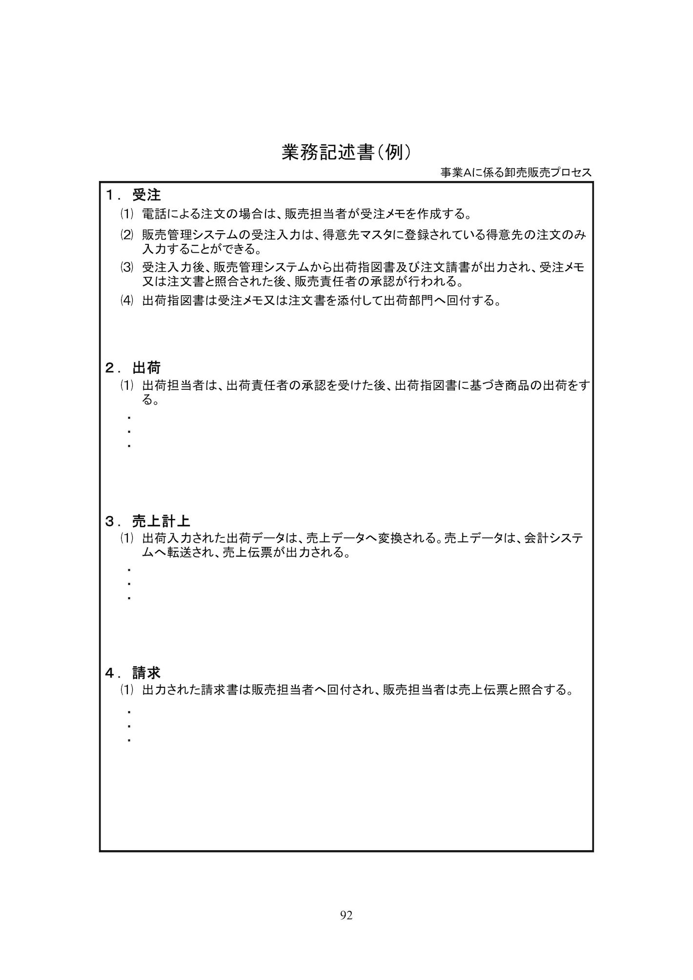 業務記述書の一例