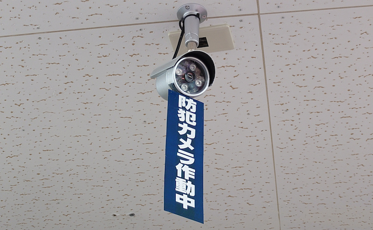店舗に設置されている防犯カメラ