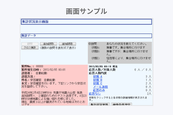 画像サンプル:集計状況表示画面