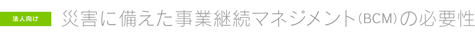 ［法人向け］災害に備えた事業継続マネジメント（BCM）の必要性