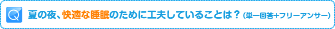 Q:夏の夜、快適な睡眠のために工夫していることは？　（複数回答+フリーアンサー）