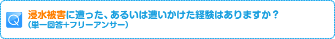 Q:浸水被害に遭った、あるいは遭いかけた経験はありますか?(単一回答+フリーアンサー)