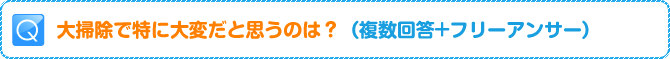 Q:大掃除で特に大変だと思うのは？（複数回答+フリーアンサー）