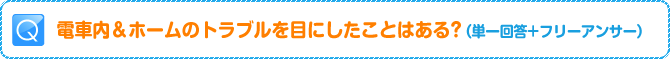 Q:電車内＆ホームのトラブルを目にしたことはある？（単一回答+フリーアンサー）