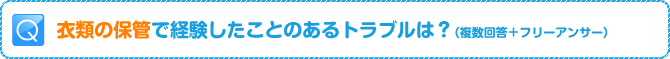 Q:衣類の保管で経験したことのあるトラブルは？（複数回答＋フリーアンサー）