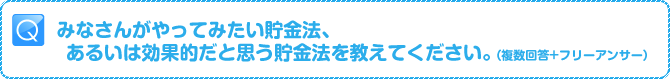 Q:みなさんがやってみたい貯金法、
あるいは効果的だと思う貯金法を教えてください。(複数回答+フリーアンサー)