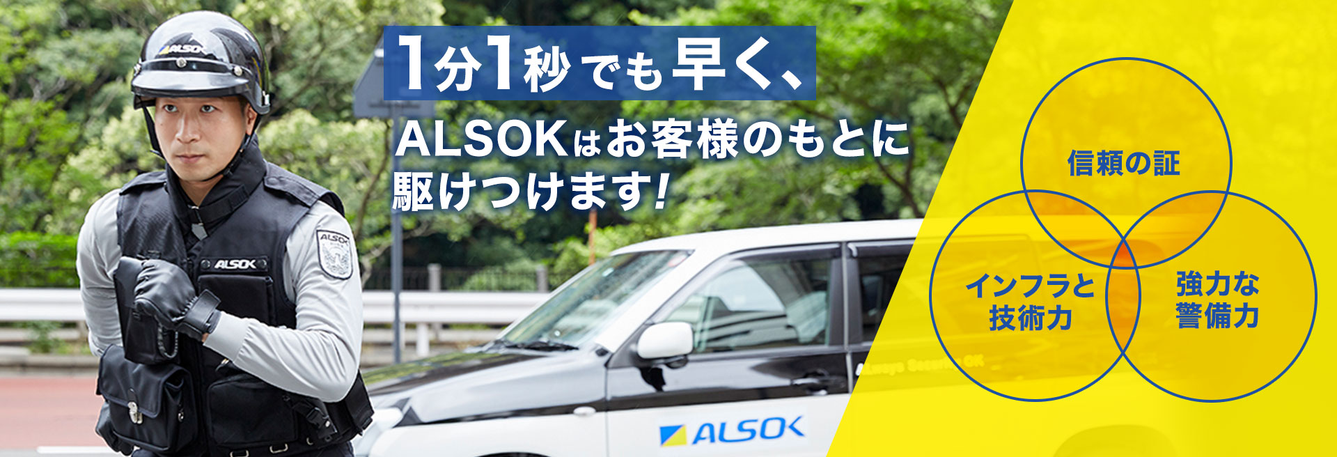 1分1秒でも早く、ALSOKはお客様のもとに駆け付けます。