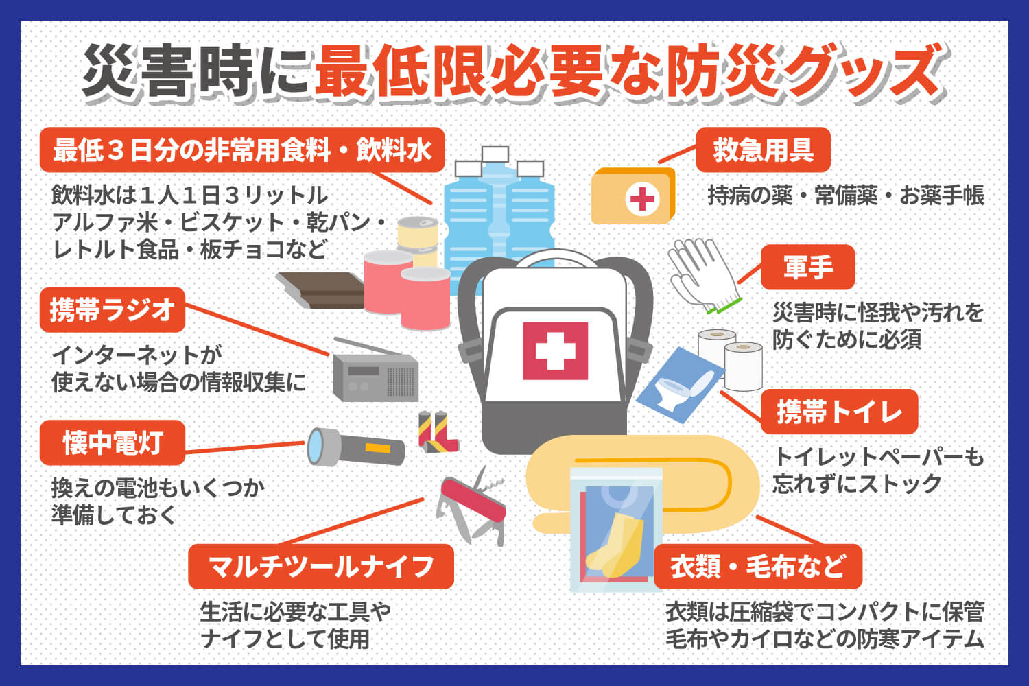 防災グッズで地震などの災害対策を