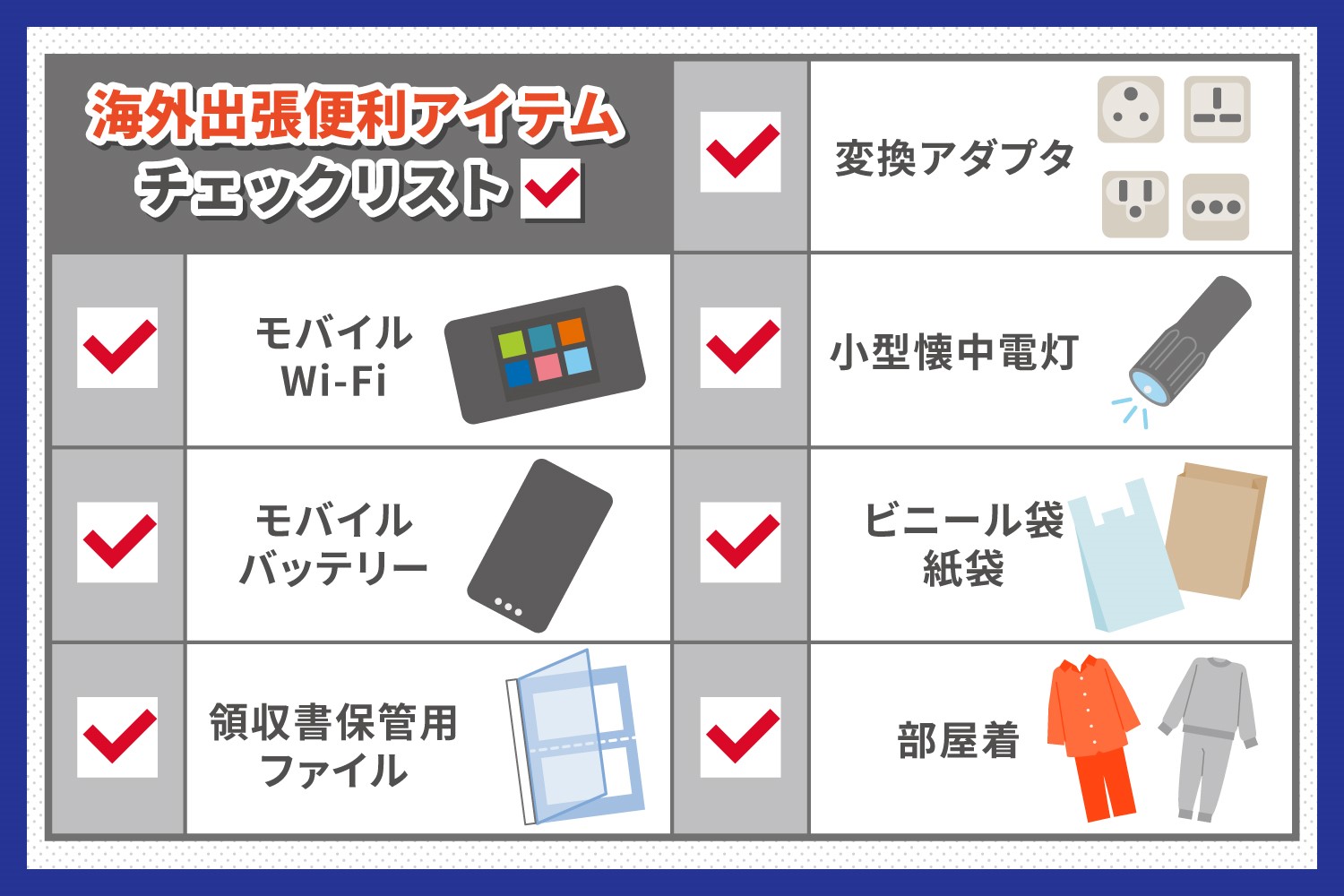 海外出張前に確認しておきたい！必要な持ち物リスト