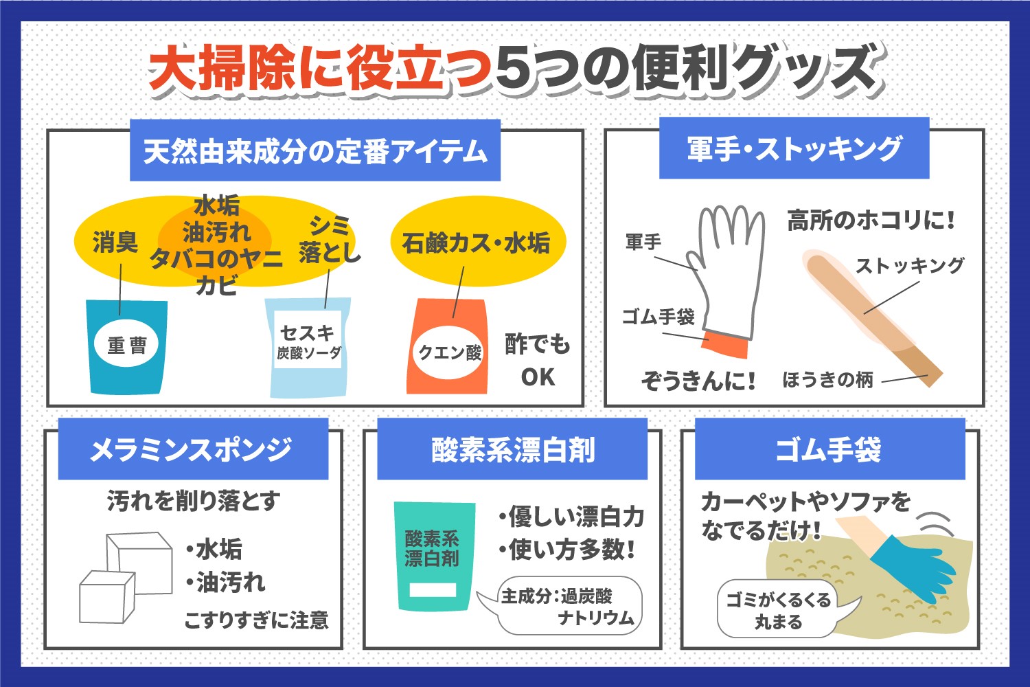 大掃除に役立つ5つの便利グッズ