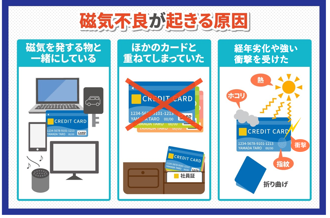 クレジットカードの磁気不良が起きる原因は？