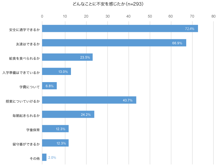 どんなことに不安を感じたか（n=293）