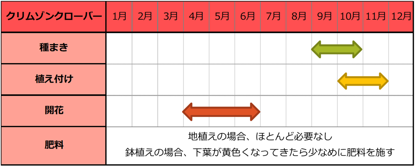 クリムゾンクローバー種まきスケジュール