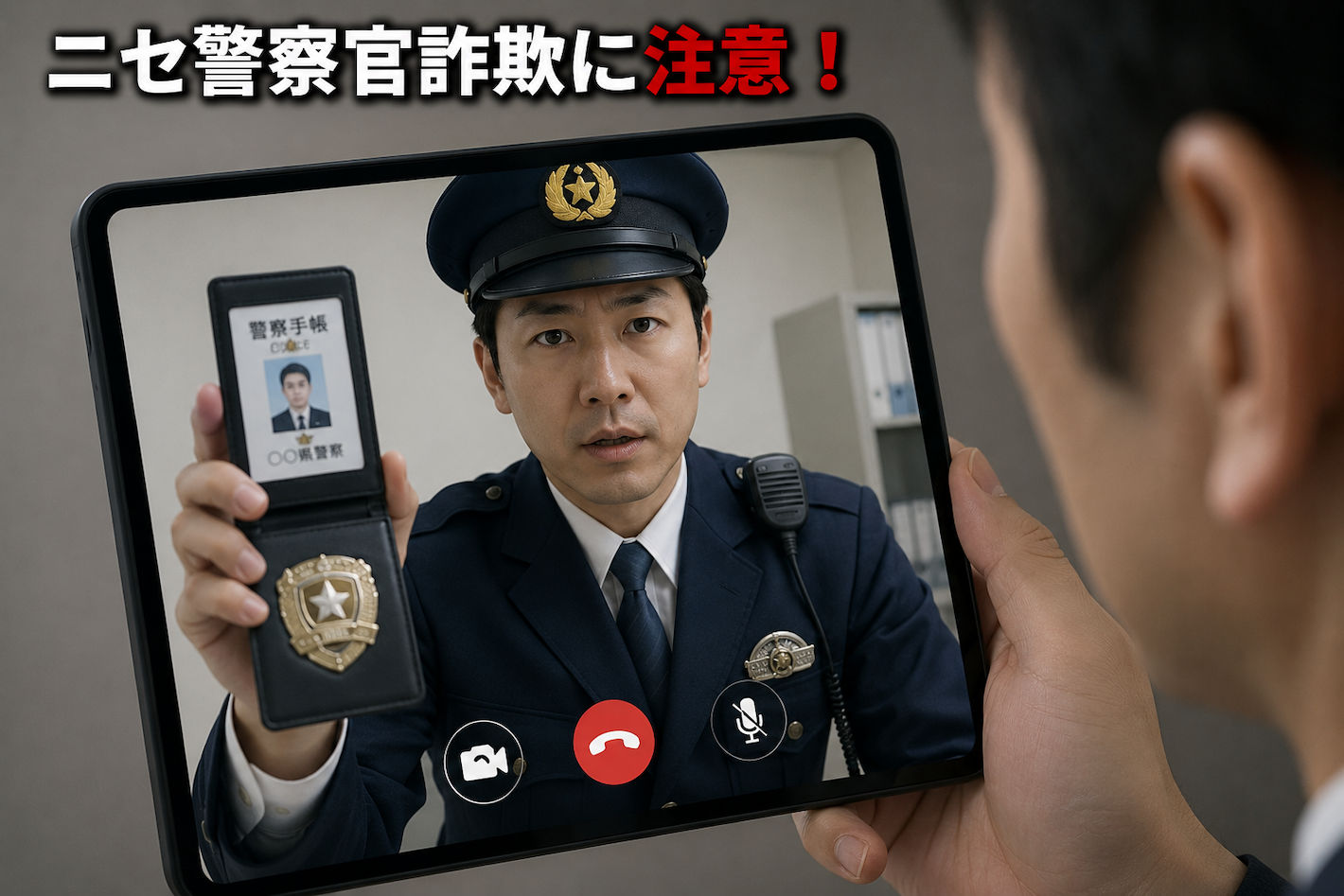 テレビ通話に映る偽警察官