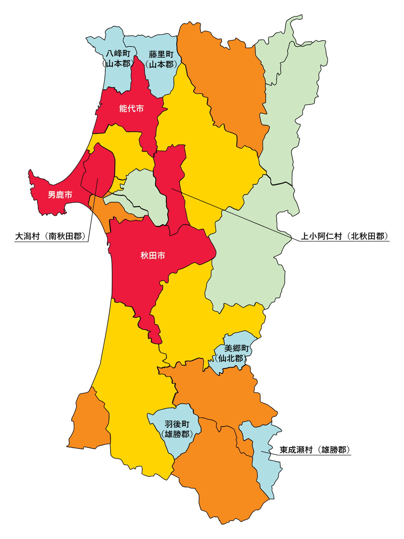 秋田県の刑法犯遭遇率の色分け地図