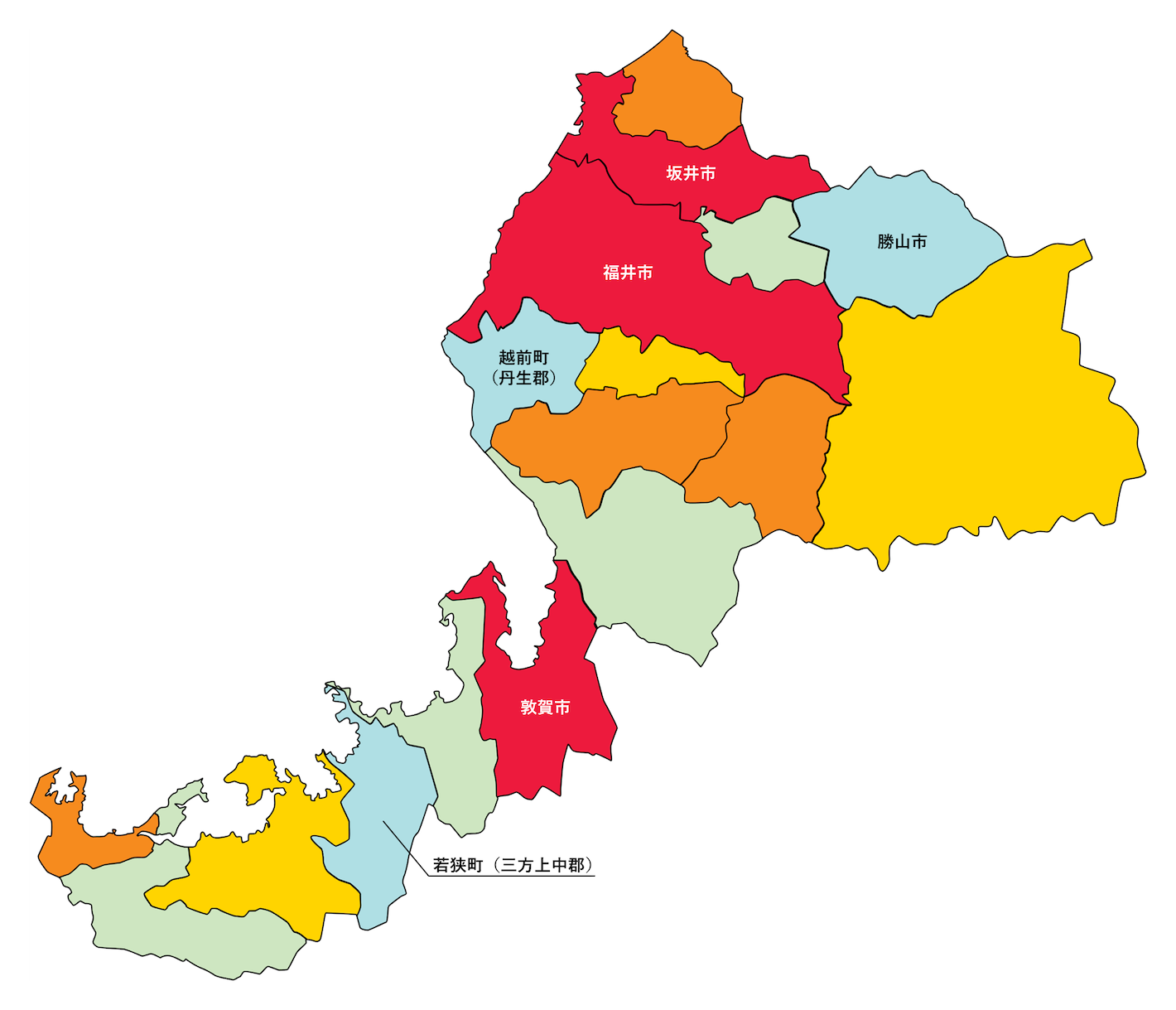 福井県の刑法犯遭遇率の色分け地図