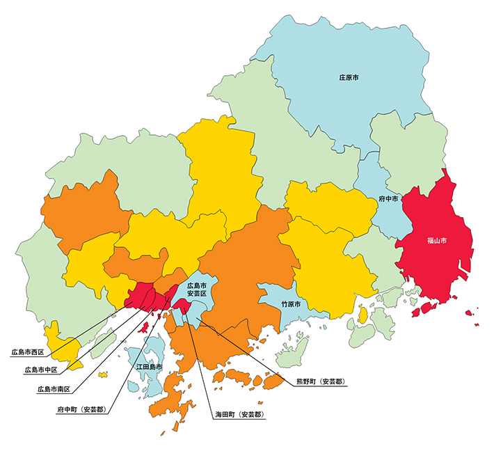 広島県の白地図