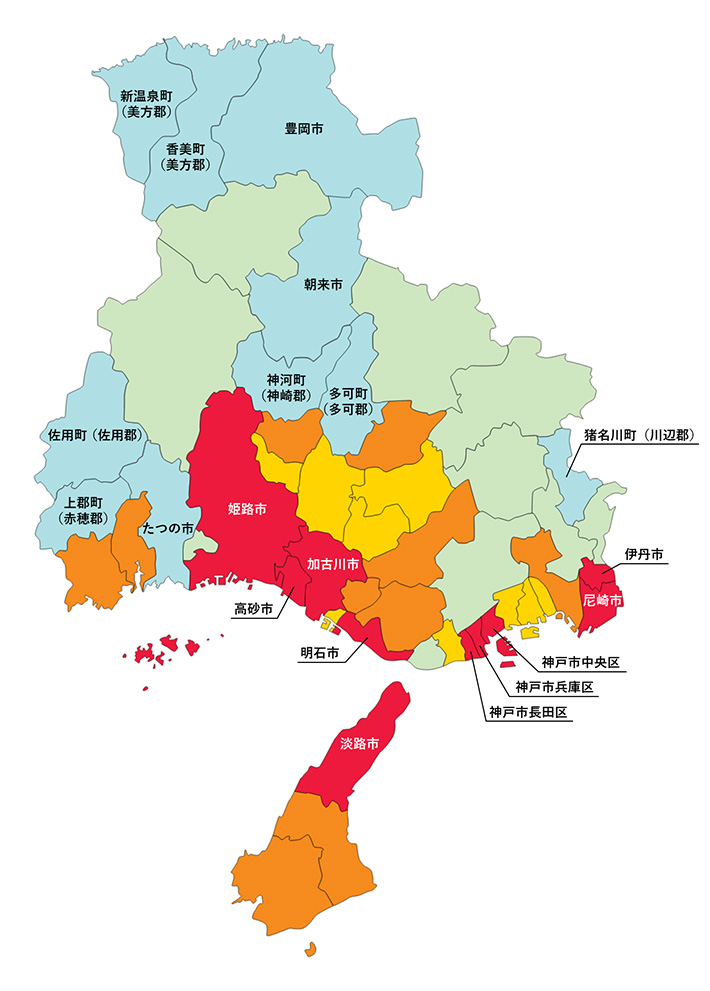 兵庫県の白地図