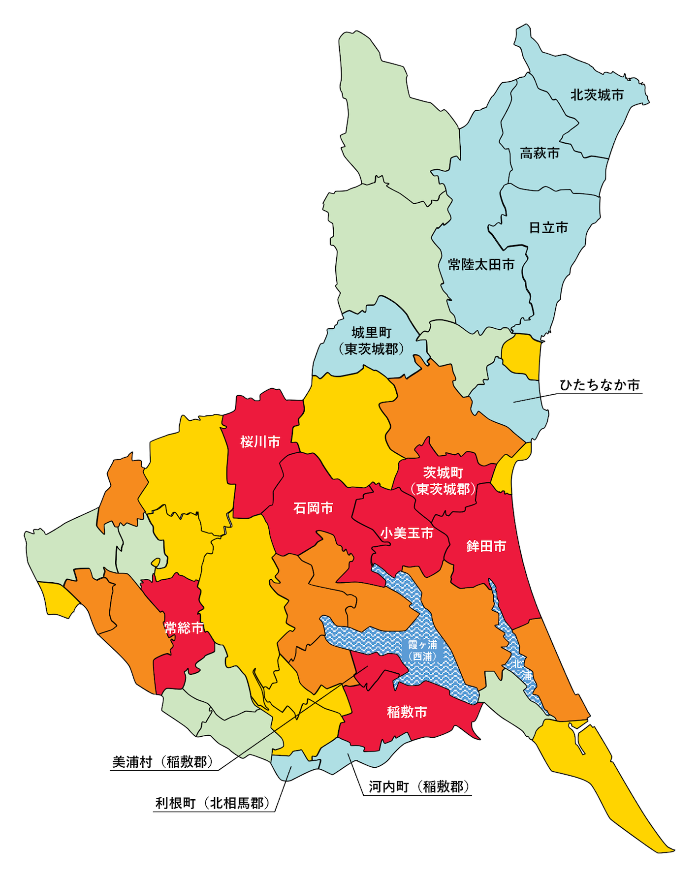 茨城県の刑法犯遭遇率の色分け地図