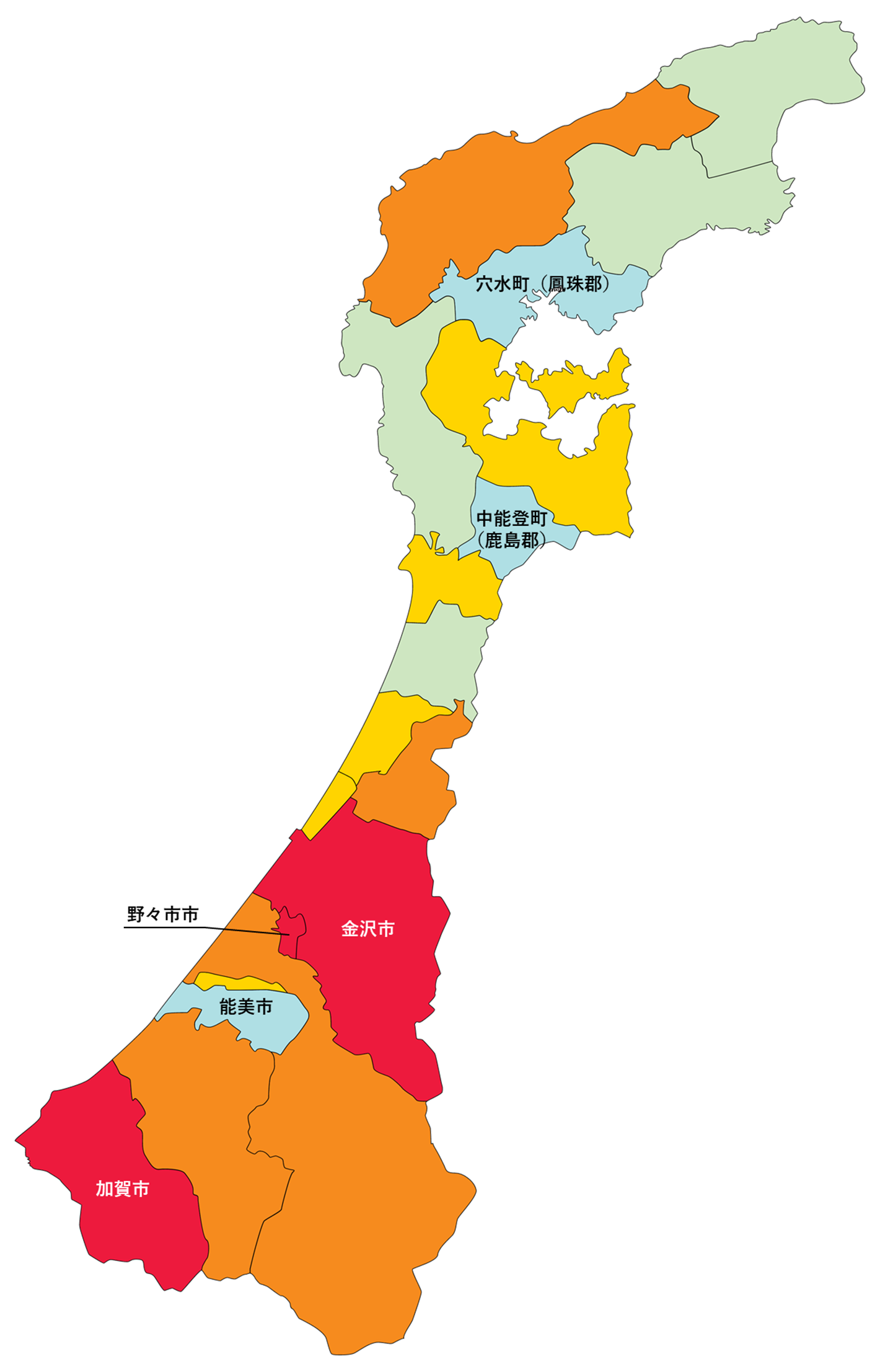 石川県の白地図