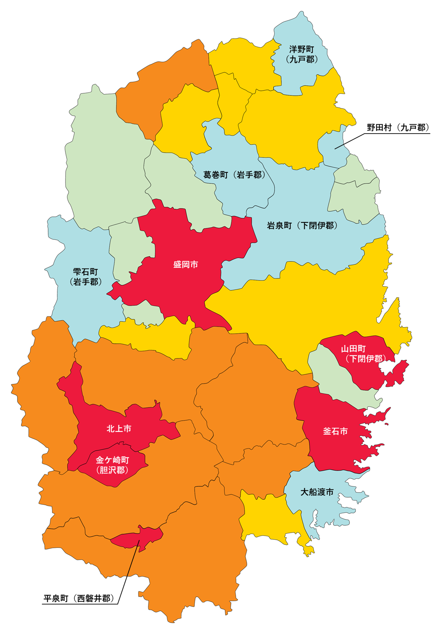 岩手県の白地図