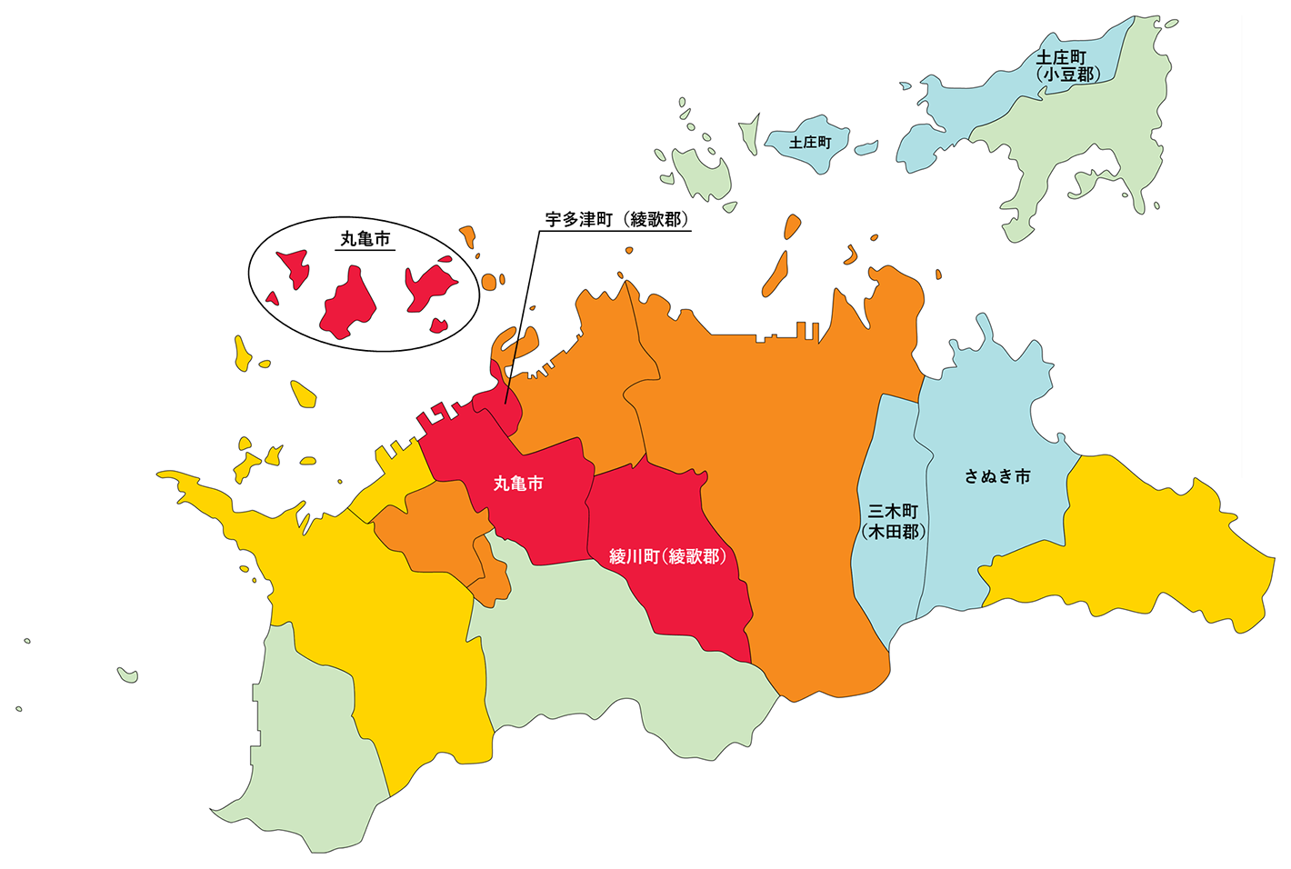香川県の白地図