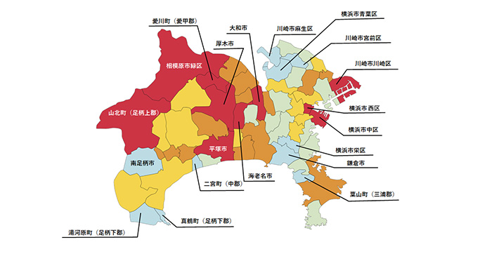 神奈川県の白地図