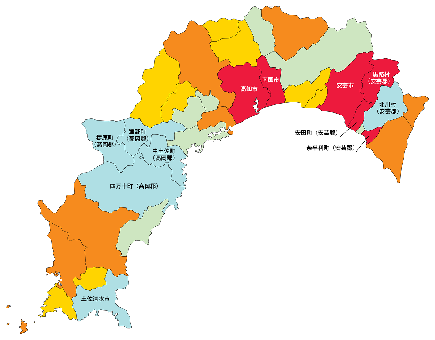 高知県の白地図