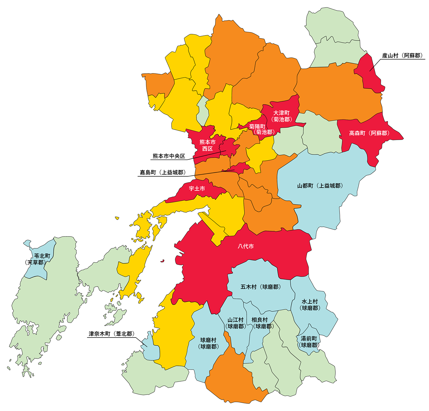 熊本県の白地図