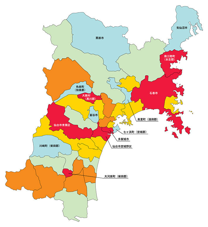 宮城県の白地図