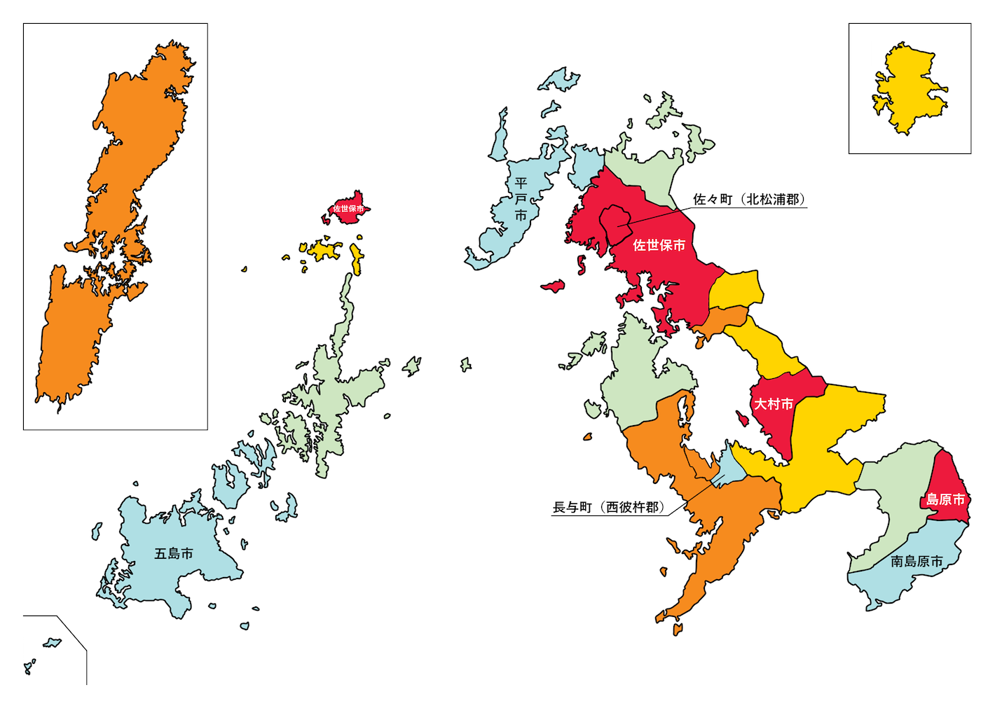 長崎県の刑法犯遭遇率の色分け地図