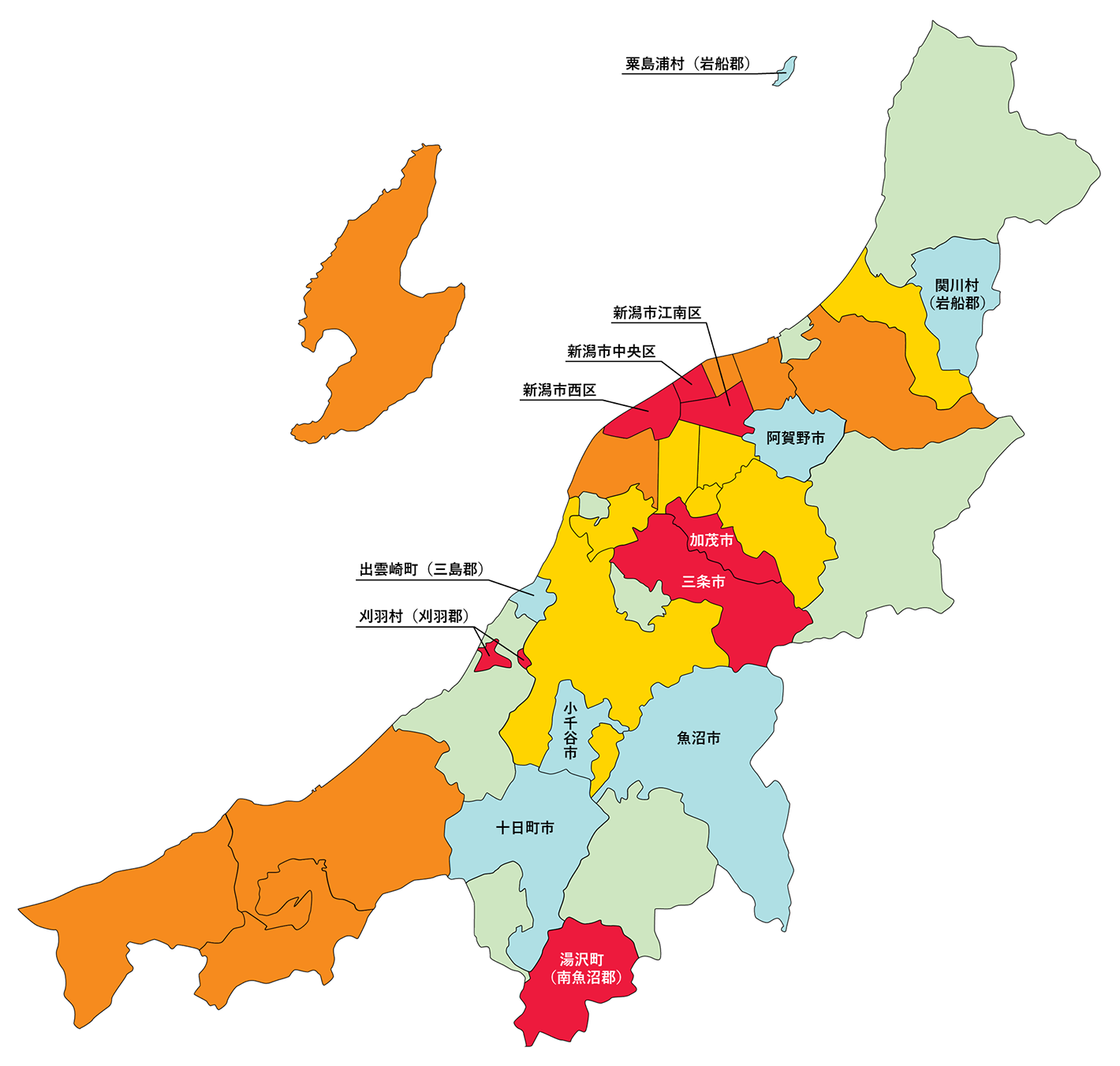 新潟県の白地図