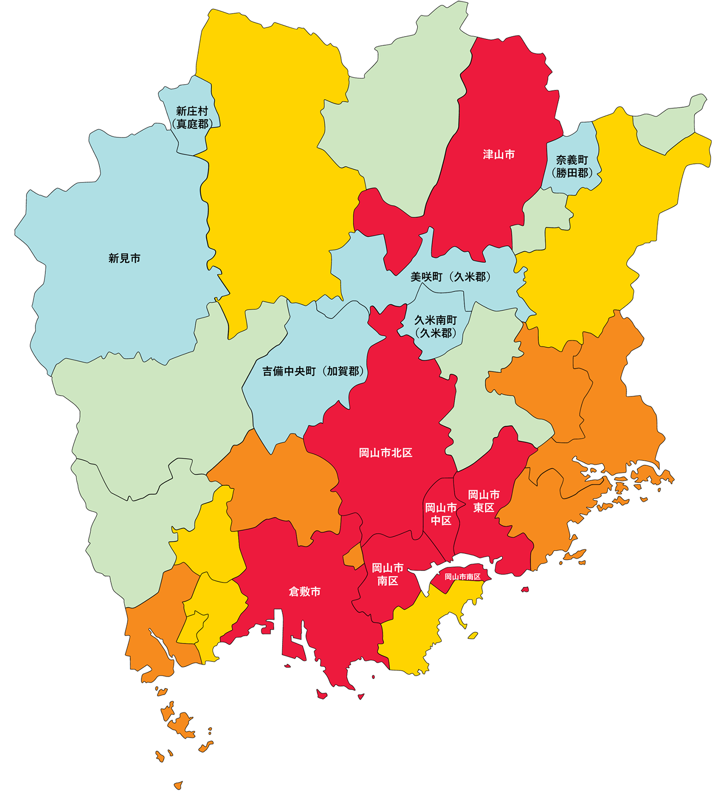 岡山県の白地図