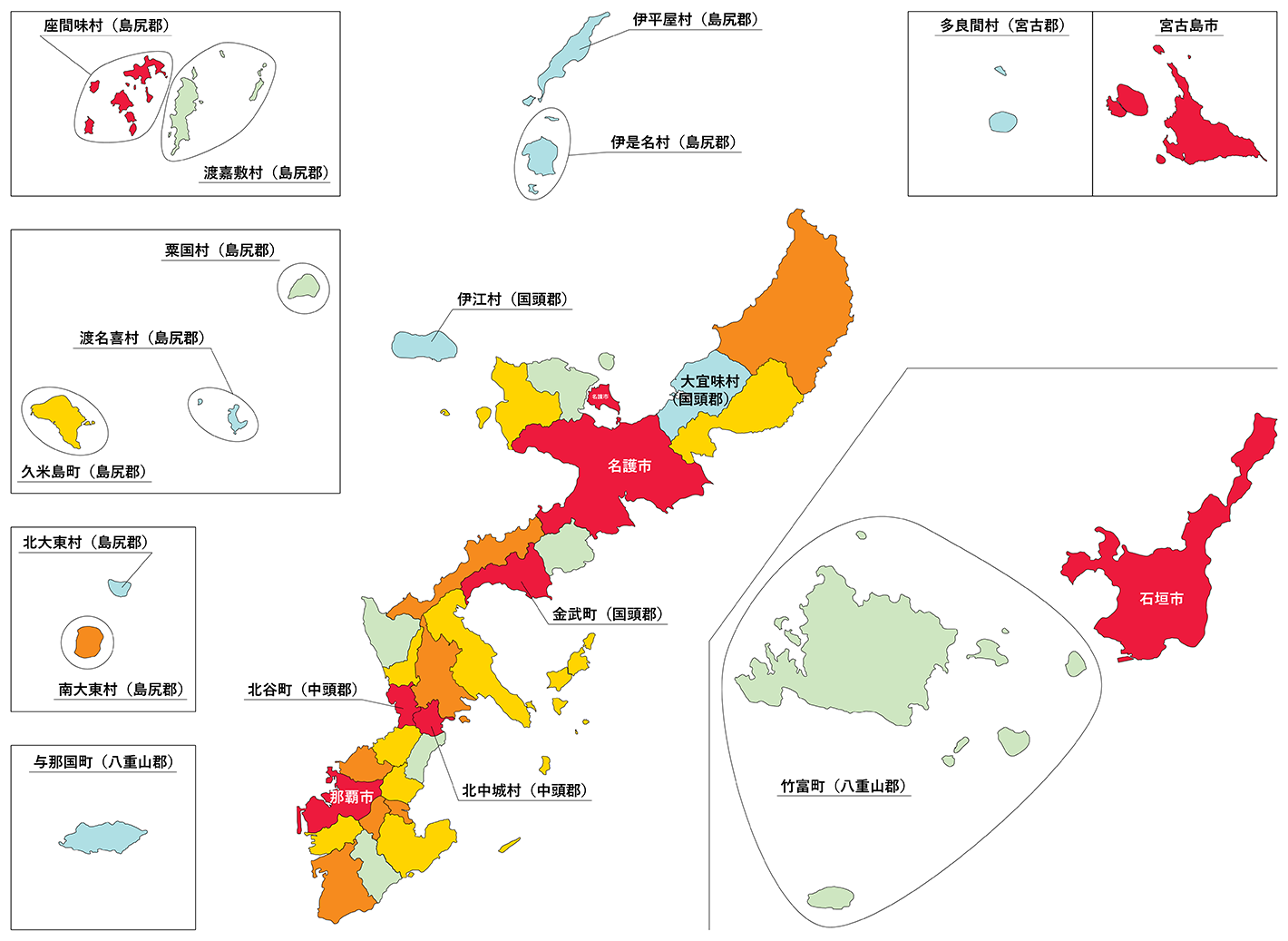 沖縄県の白地図