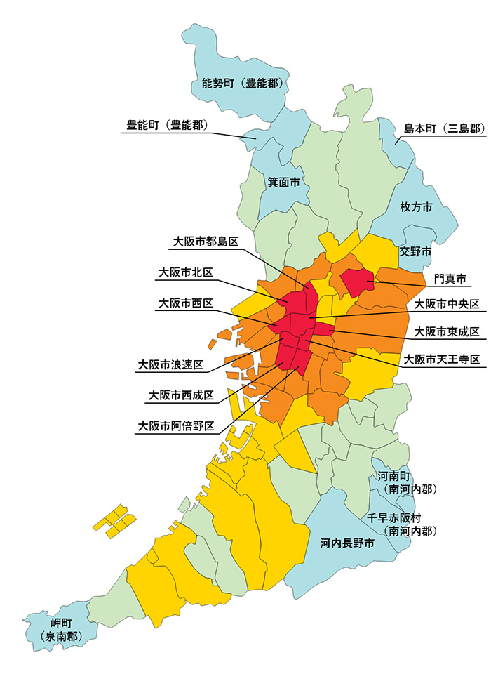 大阪府の白地図