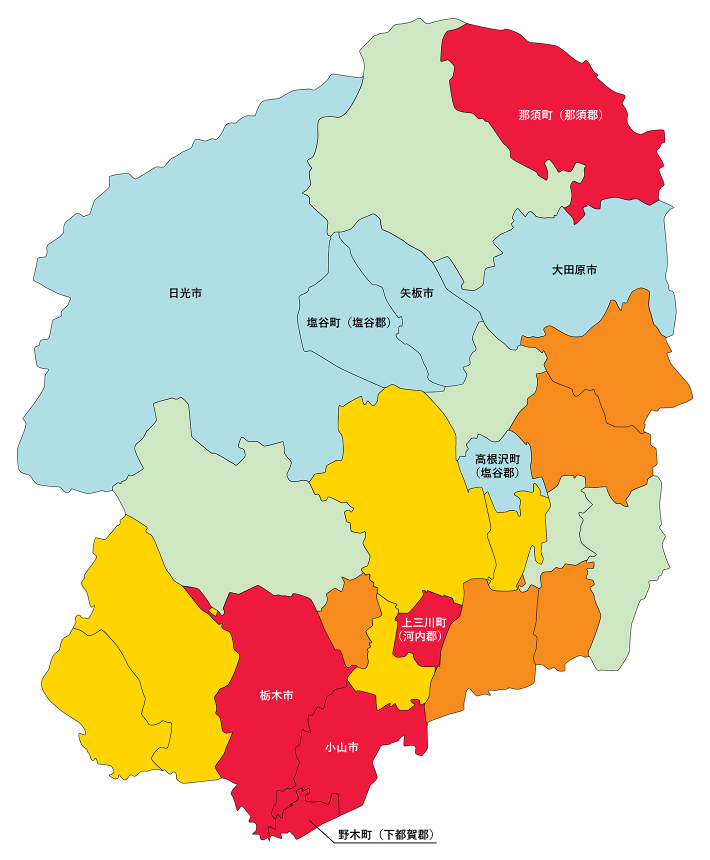 栃木県の白地図