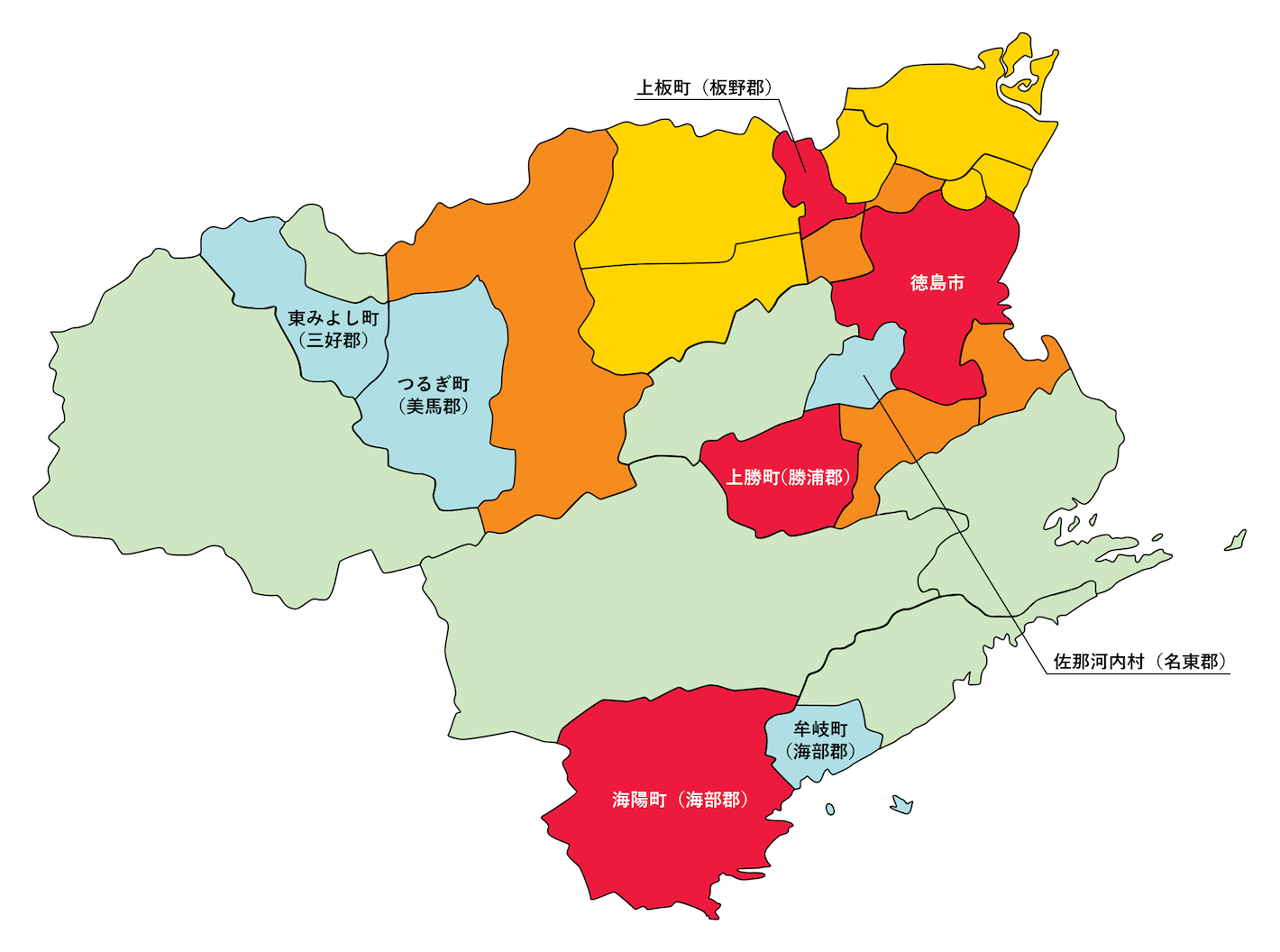 徳島県の刑法犯遭遇率の色分け地図