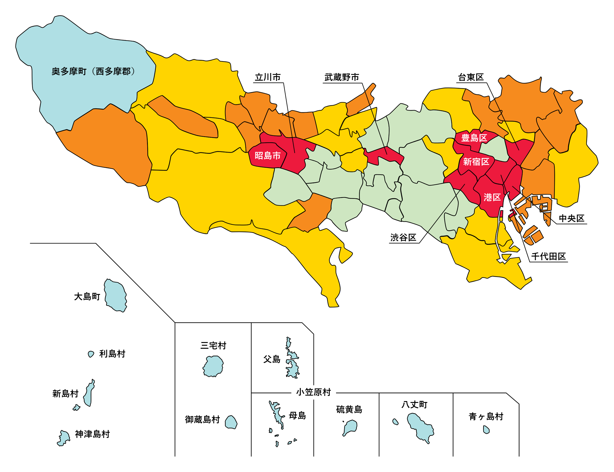 東京都の白地図
