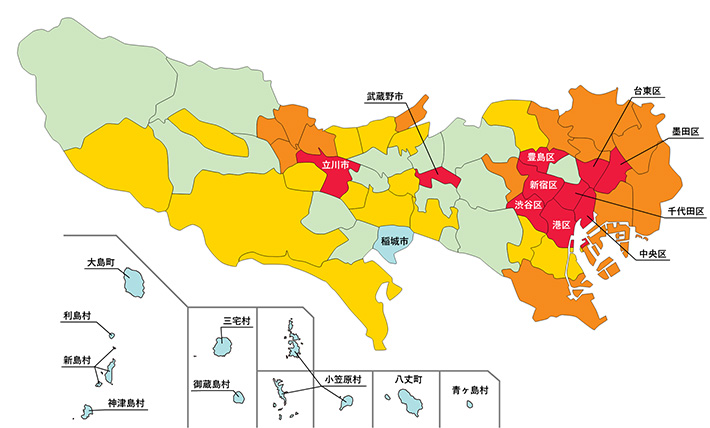 東京都の白地図