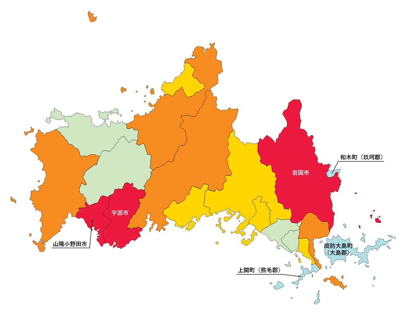 山口県の白地図