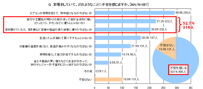 節電をしていて、どのようなことに不安を感じますか。