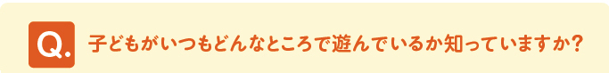 問題　「子どもがいつもどんなところで遊んでいるか知っていますか？」 